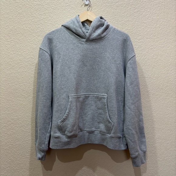 Quince Organic Cotton Heavyweight Fleece Boyfriend Hoodie Heather Grey Large - Picture 5 of 10
